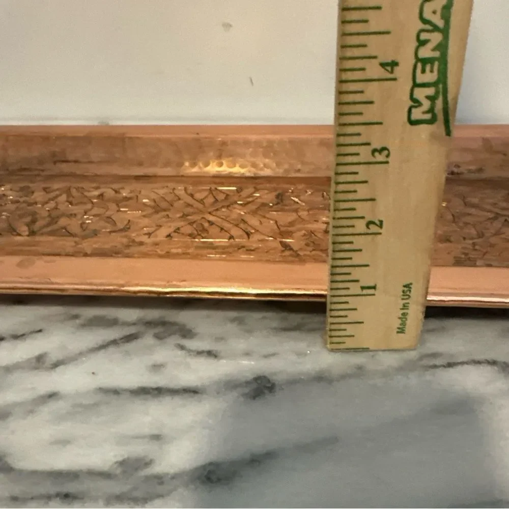 Copper Vanity Tray floral embossed hammered design